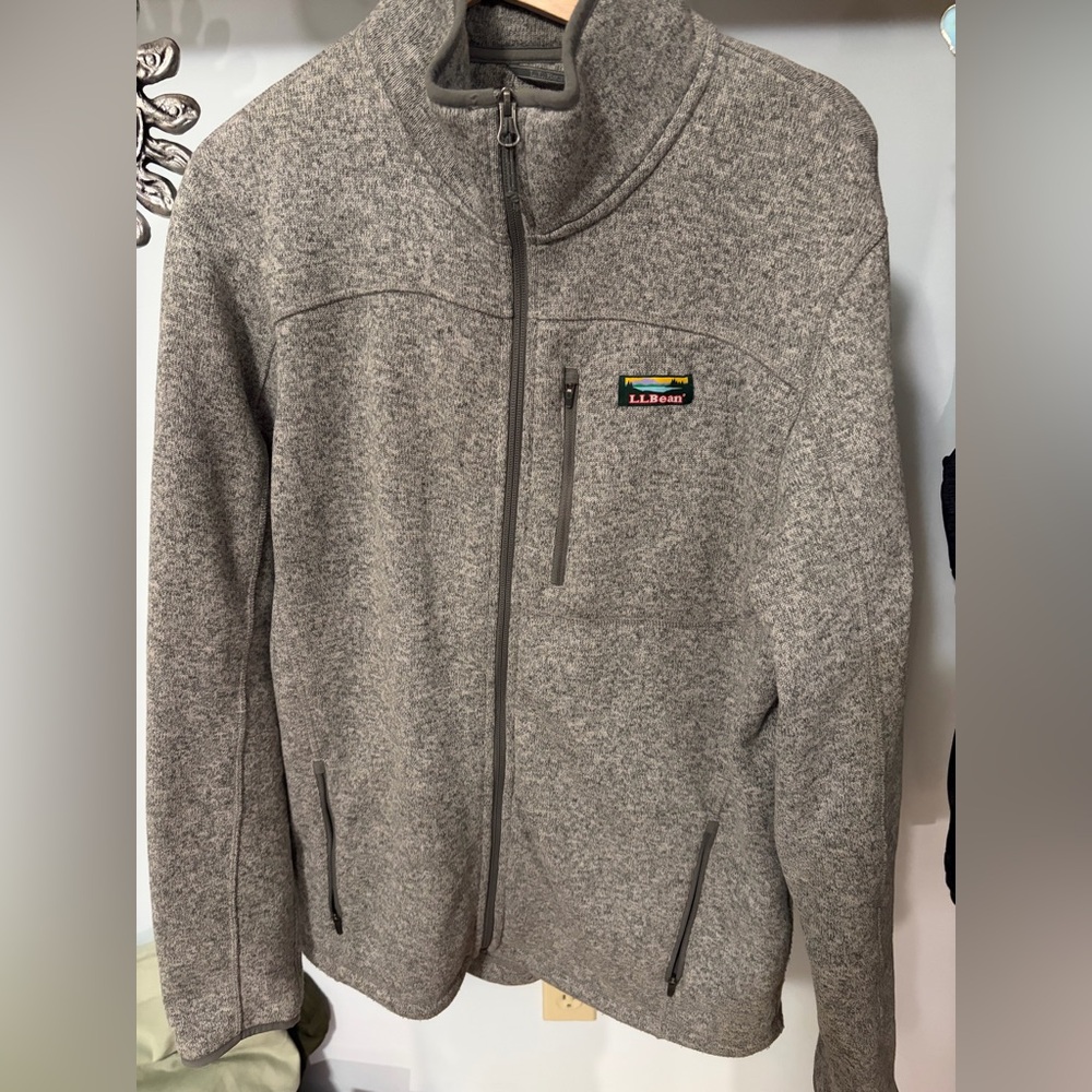 L.L. Bean Gray Full‑Zip Heathered Fleece Jacket